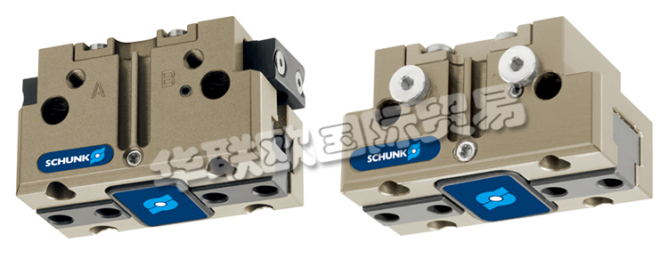 SCHUNK機械爪手JGP64-1帶雙平動機械手的旋轉頭，可在機器內同時裝載和卸載工件。在壓縮空氣的作用下，橢圓形活塞上下移動。楔式結構的有角度活動表面使基爪能夠同步平動。